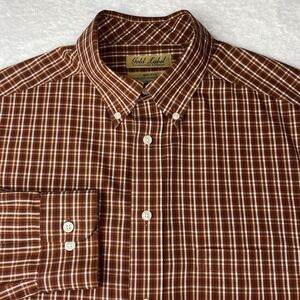 Roundtree & Yorke Gold Label Shirt Men's Large Tall Rust/Brown Plaid Non Iron